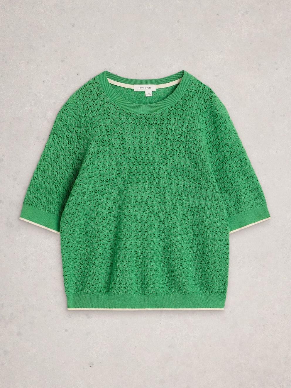 HOLLY POINTELLE TEE in BRT GREEN - FLAT FRONT