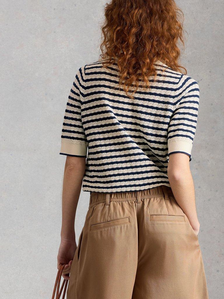 HOLLY POINTELLE TEE in IVORY MLT - MODEL BACK