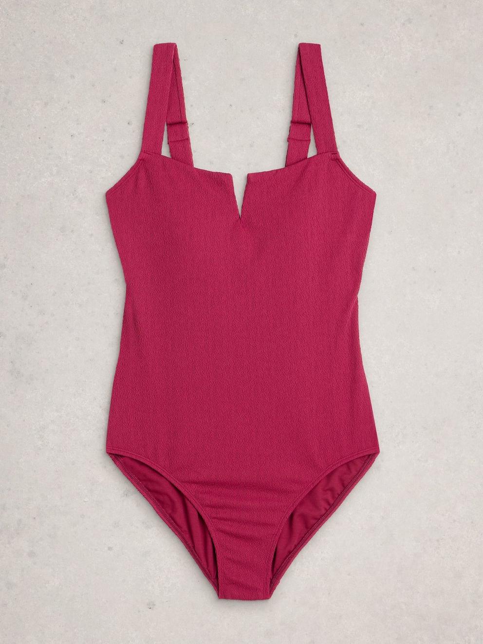 Gabrielle Texture Swimsuit in MID PURPLE - FLAT FRONT