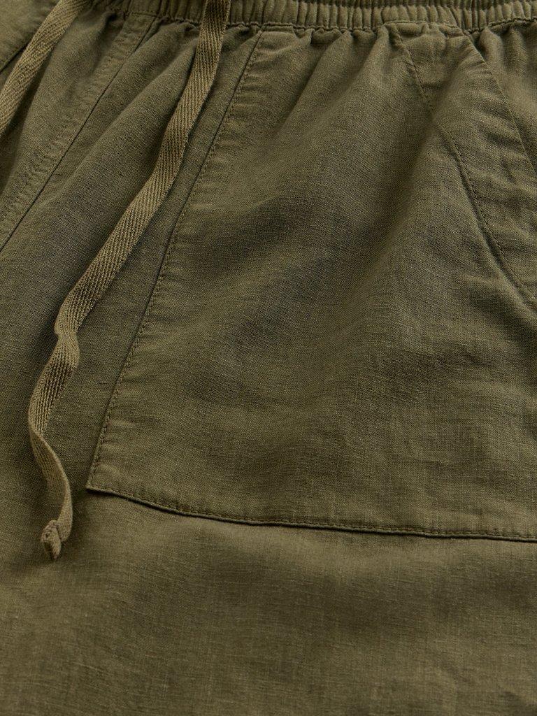 Elle Linen Blend Ankle Length Trouser in KHAKI GRN - FLAT DETAIL