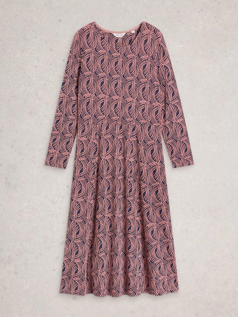 Madeline Crew Neck Jersey Dress  in PINK MLT - FLAT FRONT
