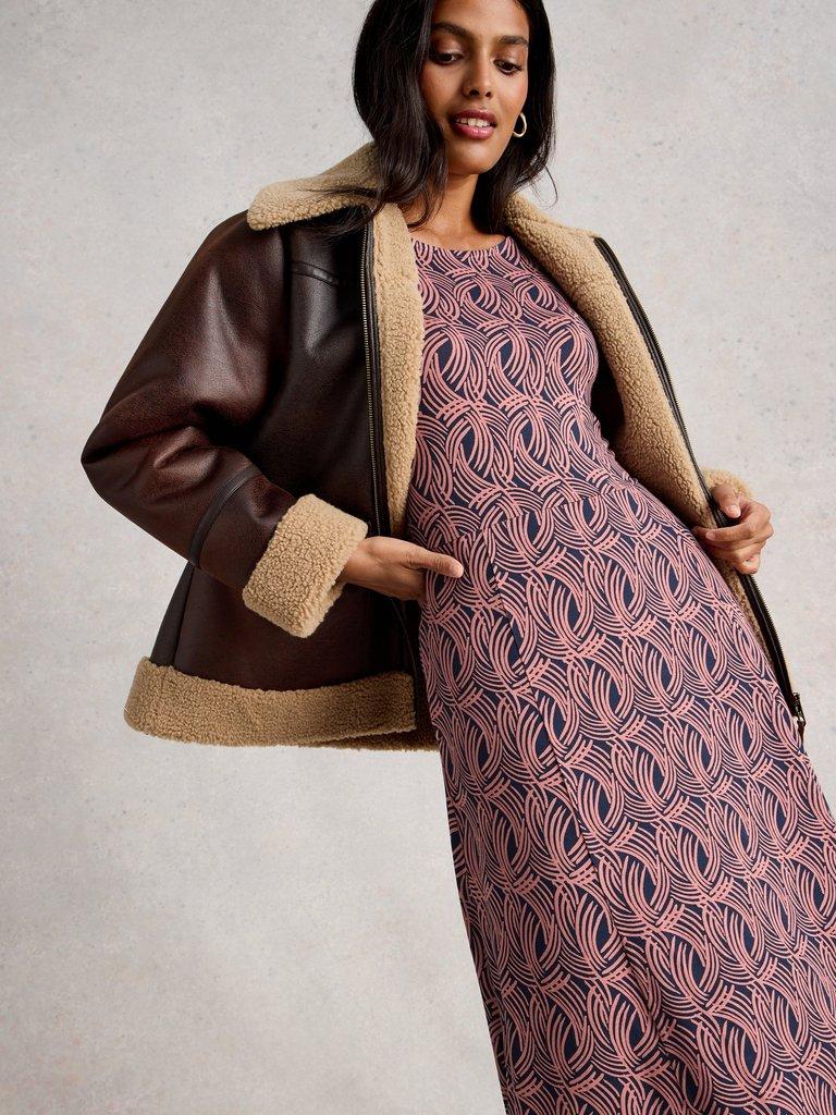 Madeline Crew Neck Jersey Dress  in PINK MLT - LIFESTYLE