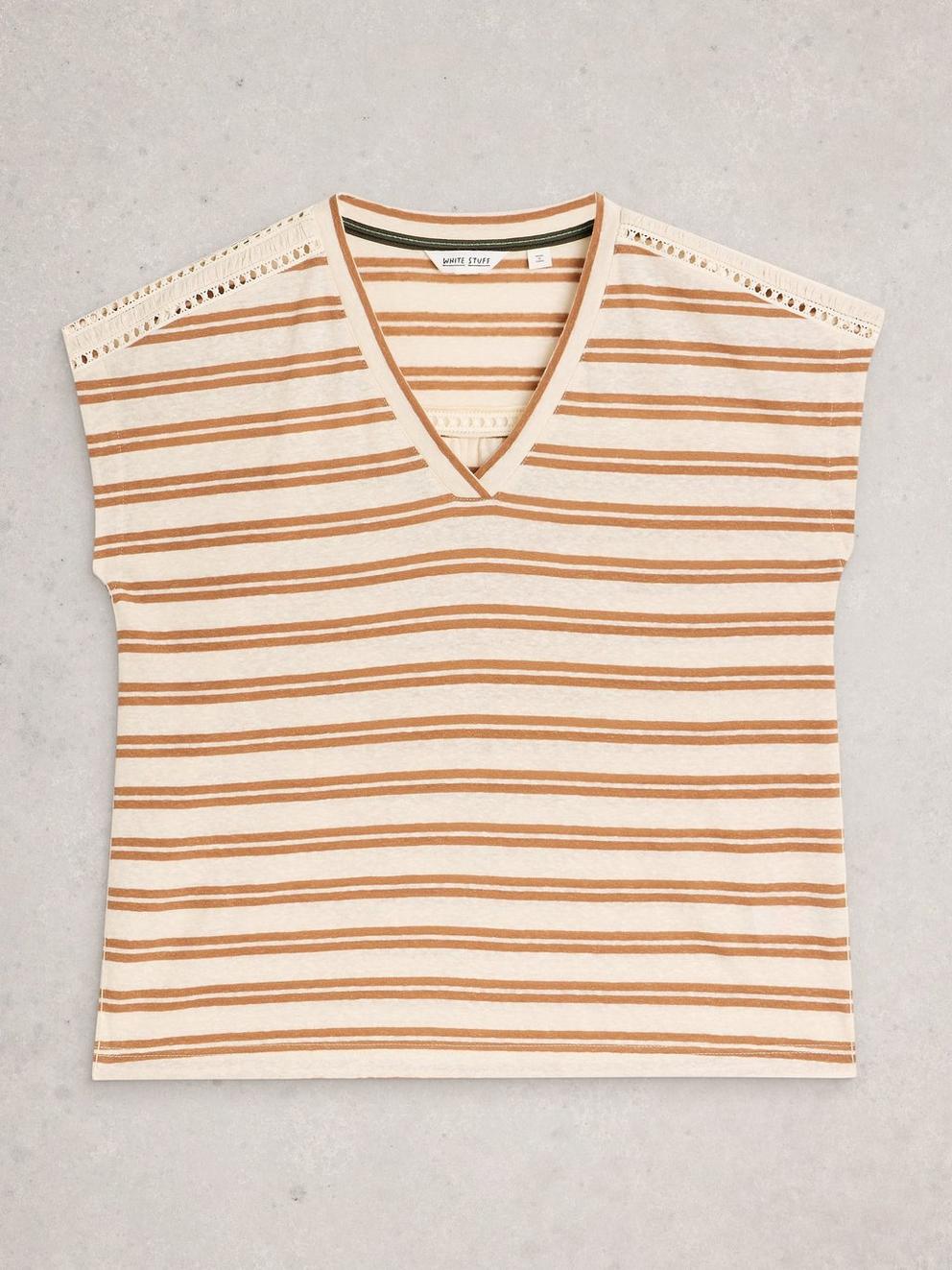 ELLA LACE TEE in BROWN MLT - FLAT FRONT