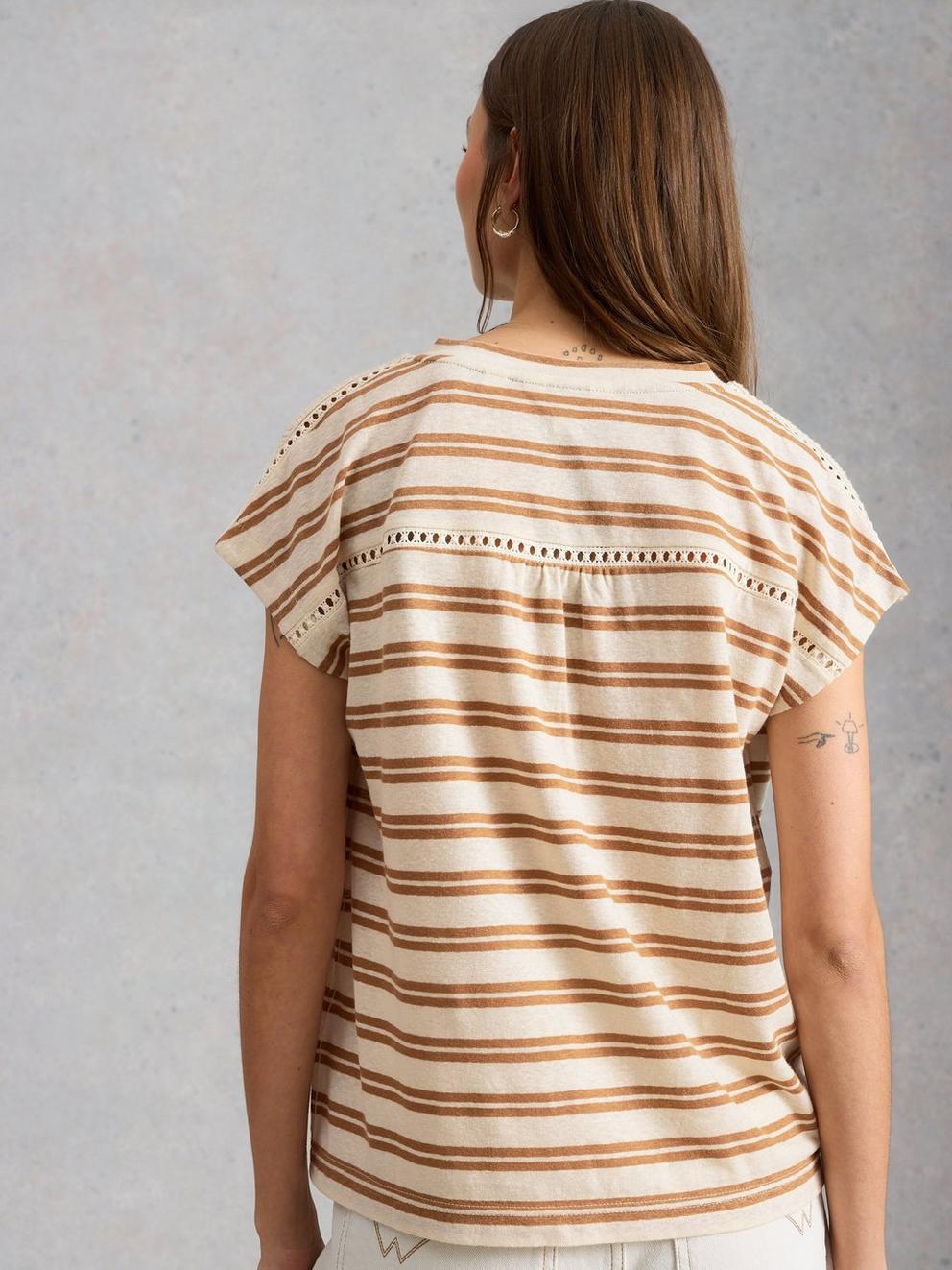 ELLA LACE TEE in BROWN MLT - MODEL BACK