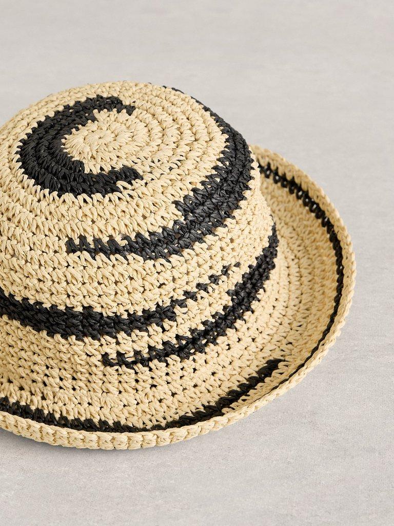 Crochet Knit Bucket Hat in BLK MLT - FLAT DETAIL