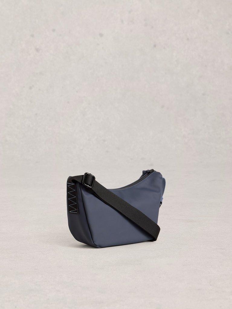 Alex Rubberised Crossbody Bag in DARK NAVY - FLAT BACK