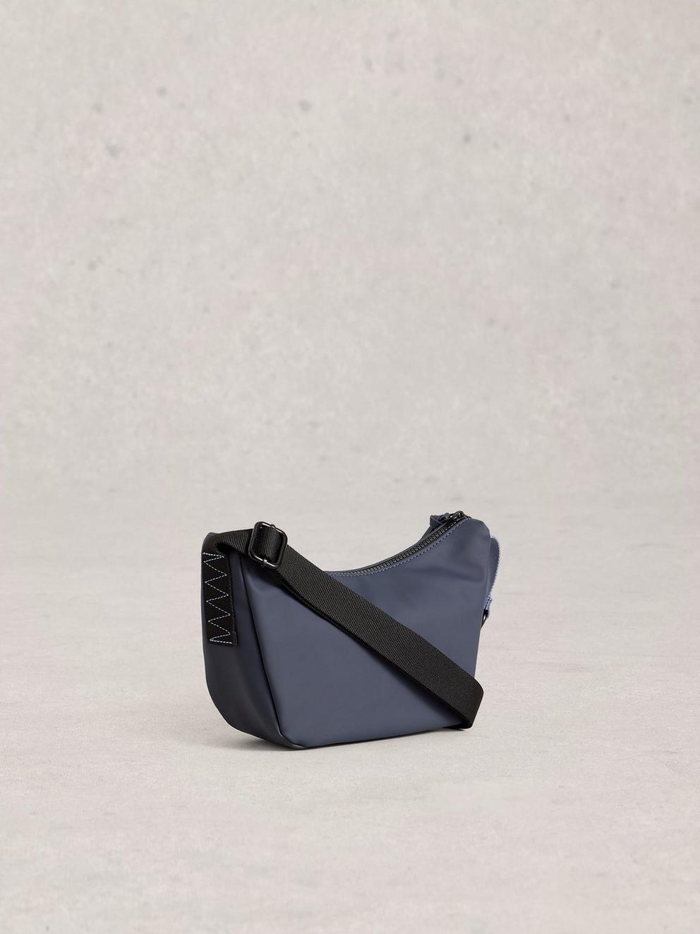 Alex Rubberised Crossbody Bag in DARK NAVY - FLAT BACK