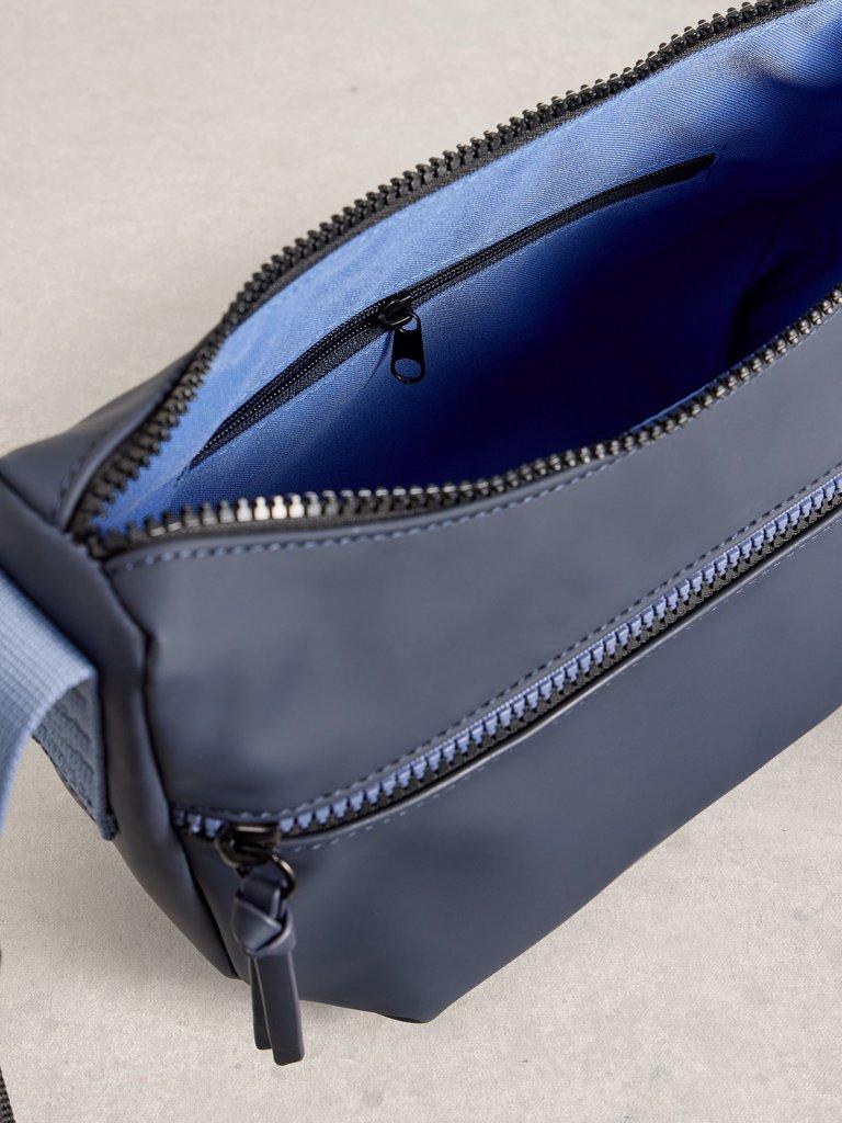 Alex Rubberised Crossbody Bag in DARK NAVY - FLAT DETAIL