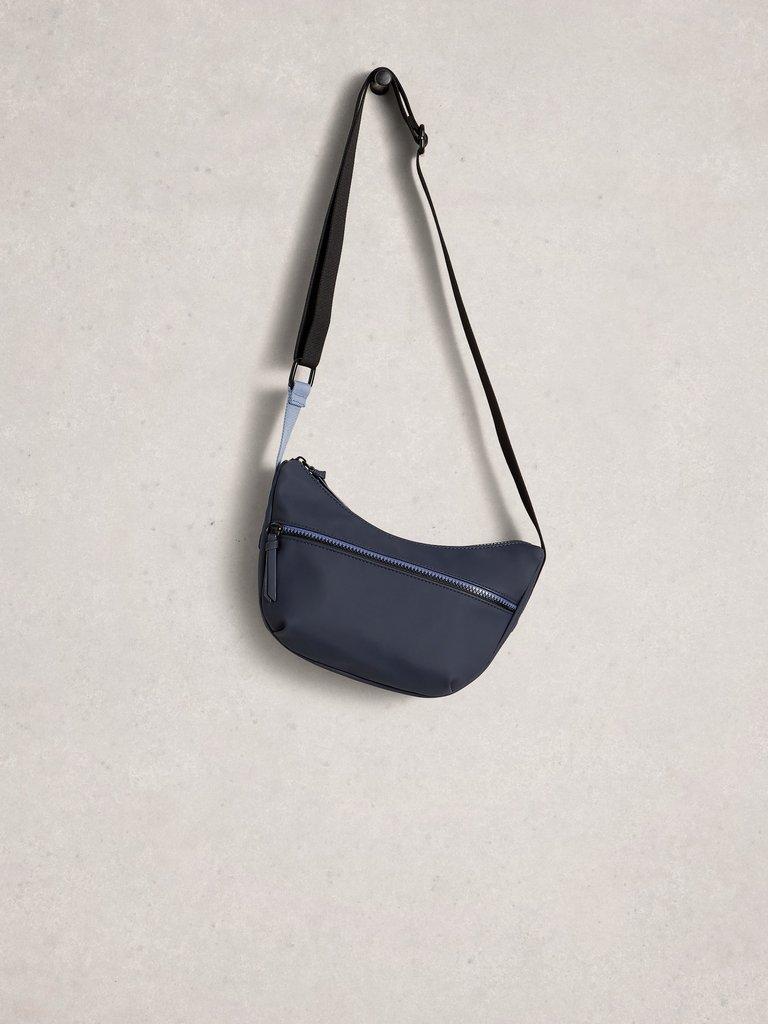 Alex Rubberised Crossbody Bag in DARK NAVY - FLAT FRONT