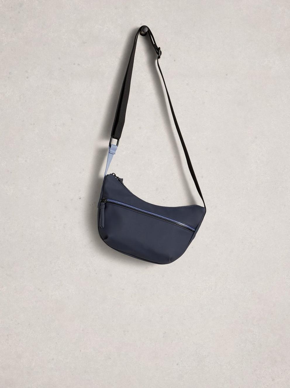 Alex Rubberised Crossbody Bag in DARK NAVY - FLAT FRONT