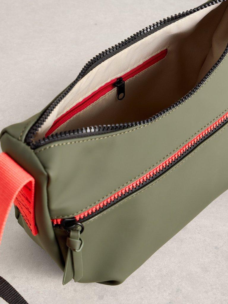 Alex Rubberised Crossbody Bag in KHAKI GRN - FLAT DETAIL