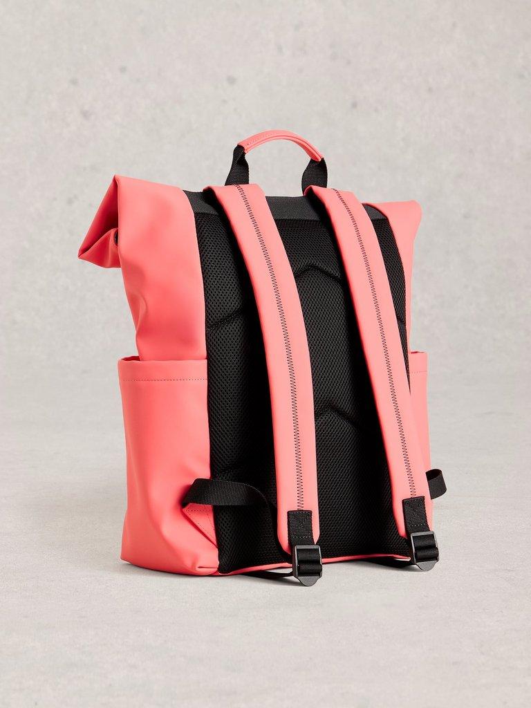 Alex Rubberised Backpack in BRT PINK - FLAT BACK