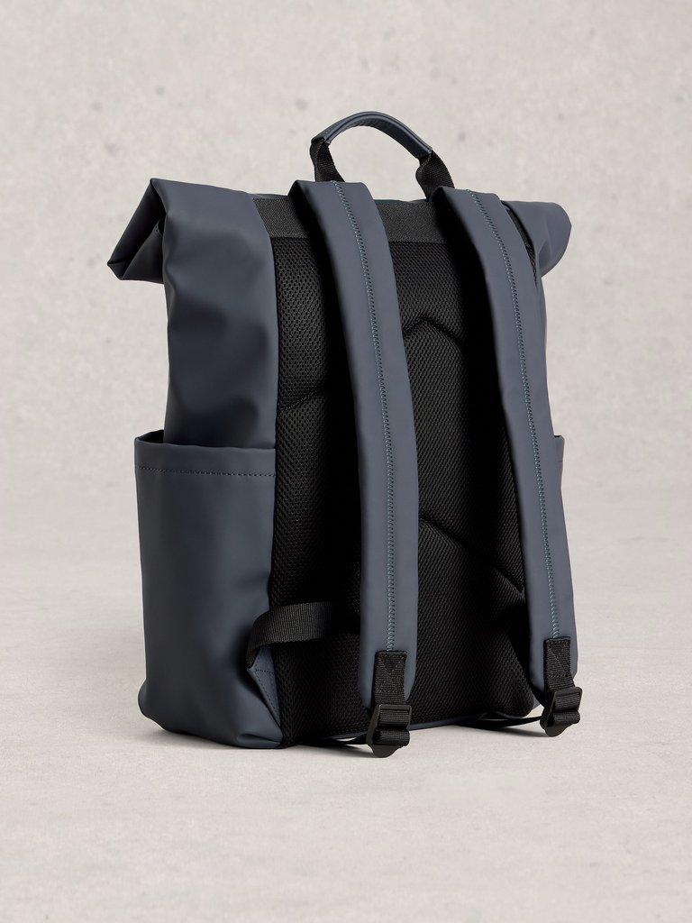 Alex Rubberised Backpack in DARK NAVY - FLAT BACK