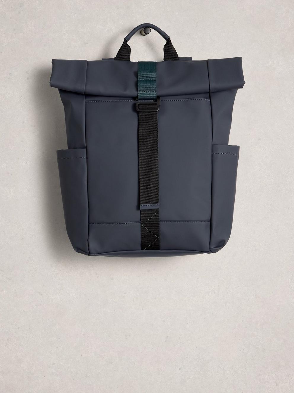 Alex Rubberised Backpack in DARK NAVY - FLAT FRONT