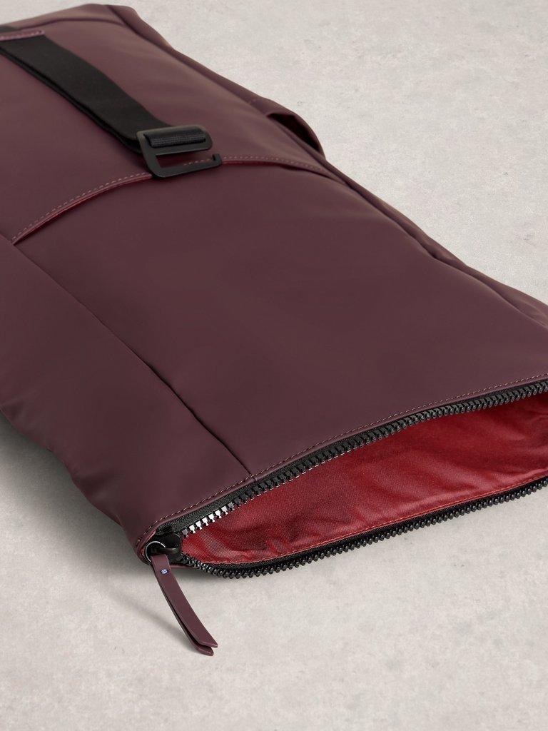Alex Rubberised Backpack in DK PLUM - FLAT DETAIL