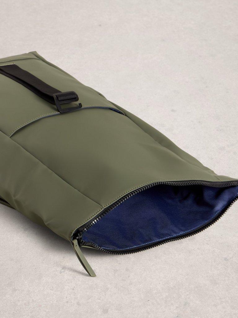 Alex Rubberised Backpack in KHAKI GRN - FLAT DETAIL