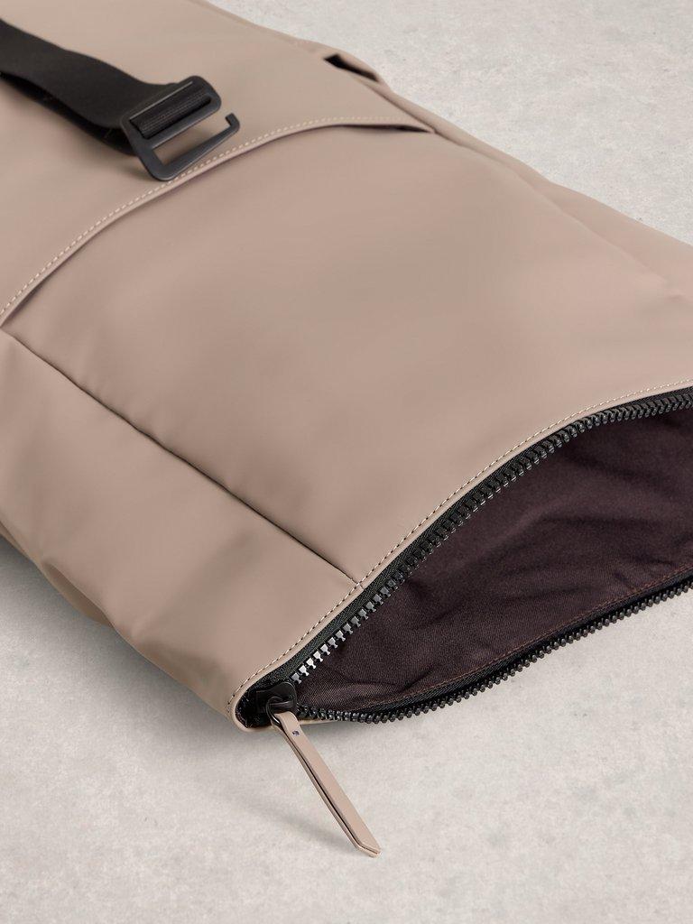 Alex Rubberised Backpack in LGT NAT - FLAT DETAIL
