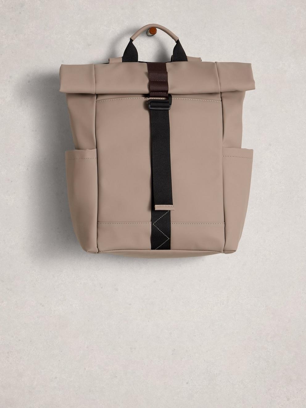 Alex Rubberised Backpack in LGT NAT - FLAT FRONT