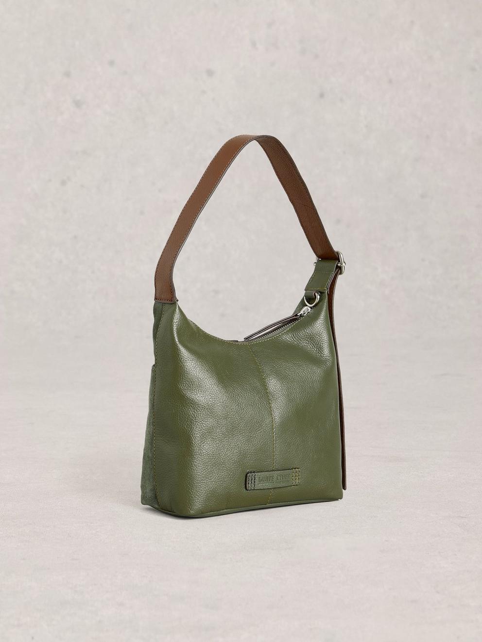 Mini Suede Sophia Crossbody in KHAKI GRN - FLAT BACK