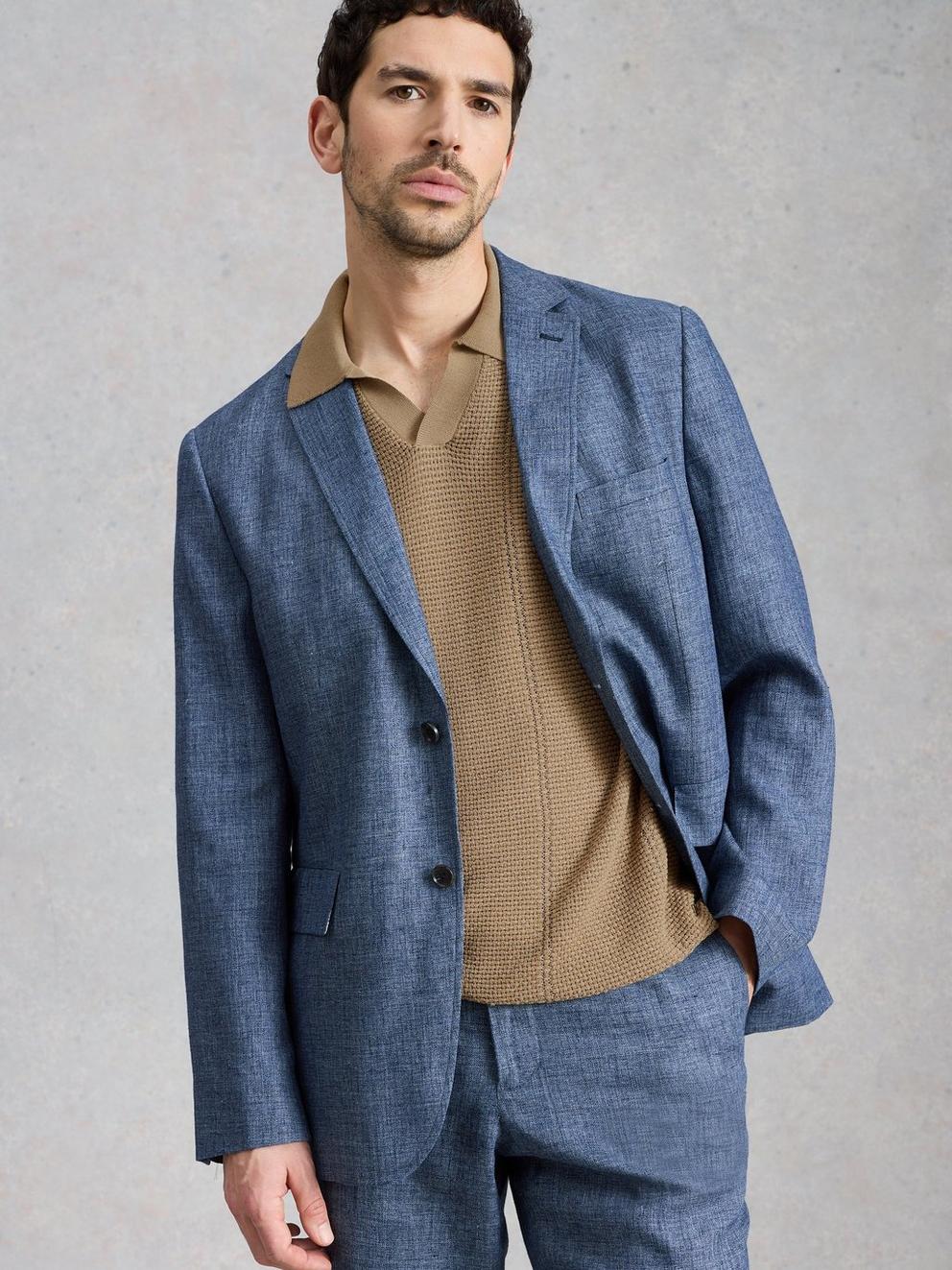 Thame Texture Knitted Polo in LGT NAT - LIFESTYLE
