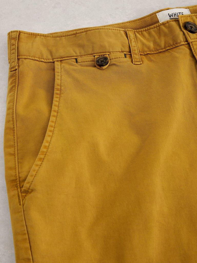 Sutton Organic Plain Chino Short in DP YELLOW - FLAT DETAIL