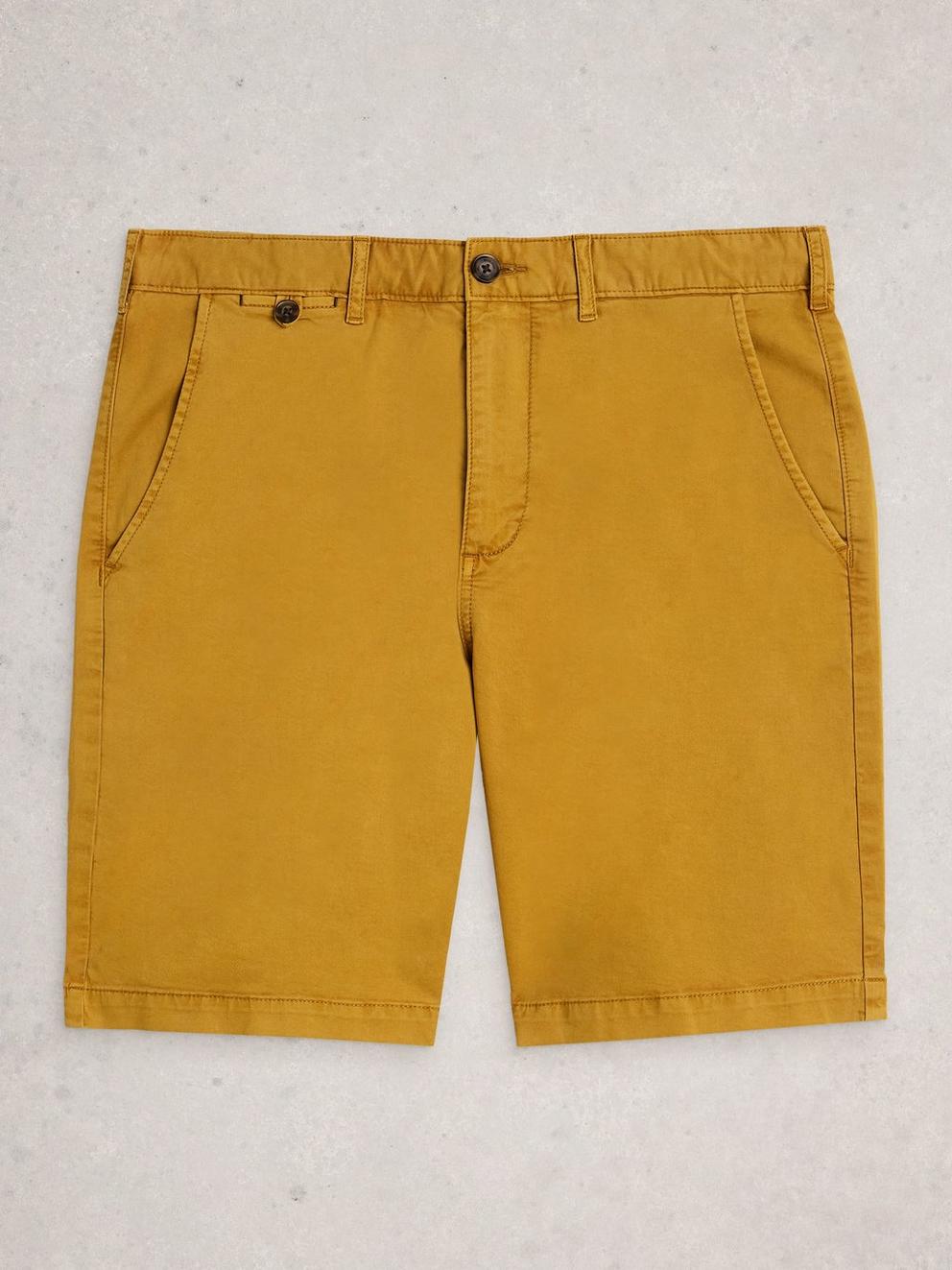 Sutton Organic Plain Chino Short in DP YELLOW - FLAT FRONT