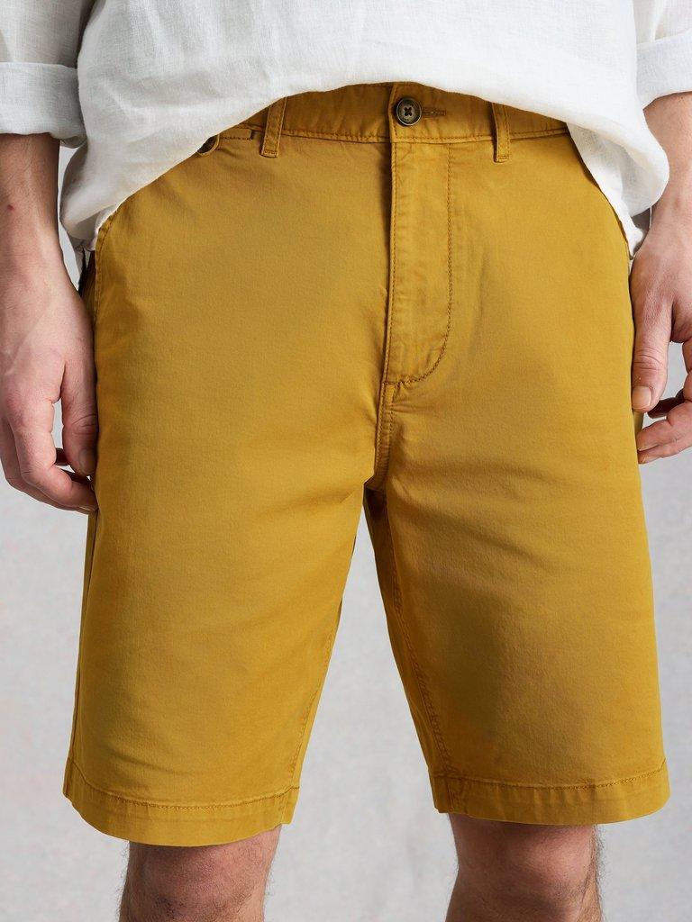 Sutton Organic Plain Chino Short in DP YELLOW - LIFESTYLE