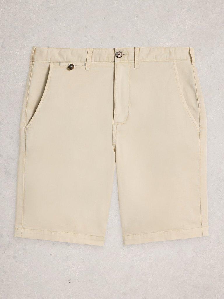 Sutton Organic Plain Chino Short in NAT WHITE - FLAT FRONT
