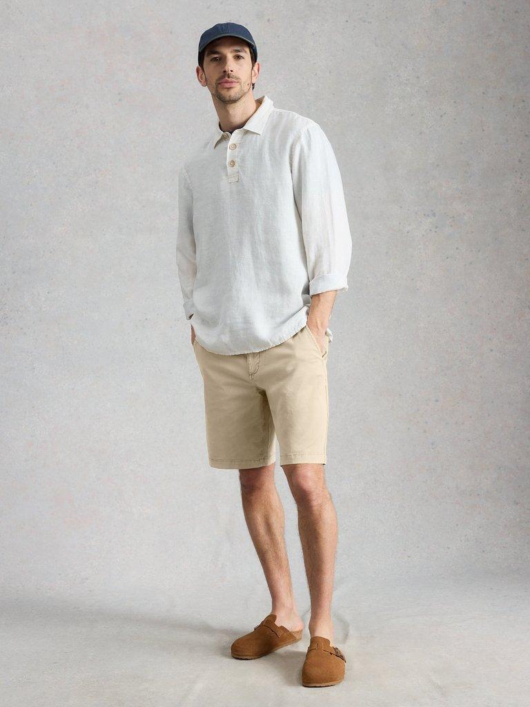 Sutton Organic Plain Chino Short in NAT WHITE - MODEL FRONT