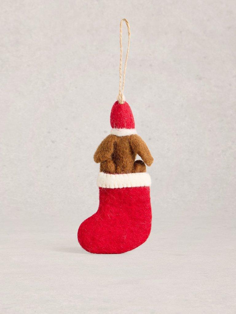 Dog Stocking Hanging Dec in RED MLT - FLAT BACK