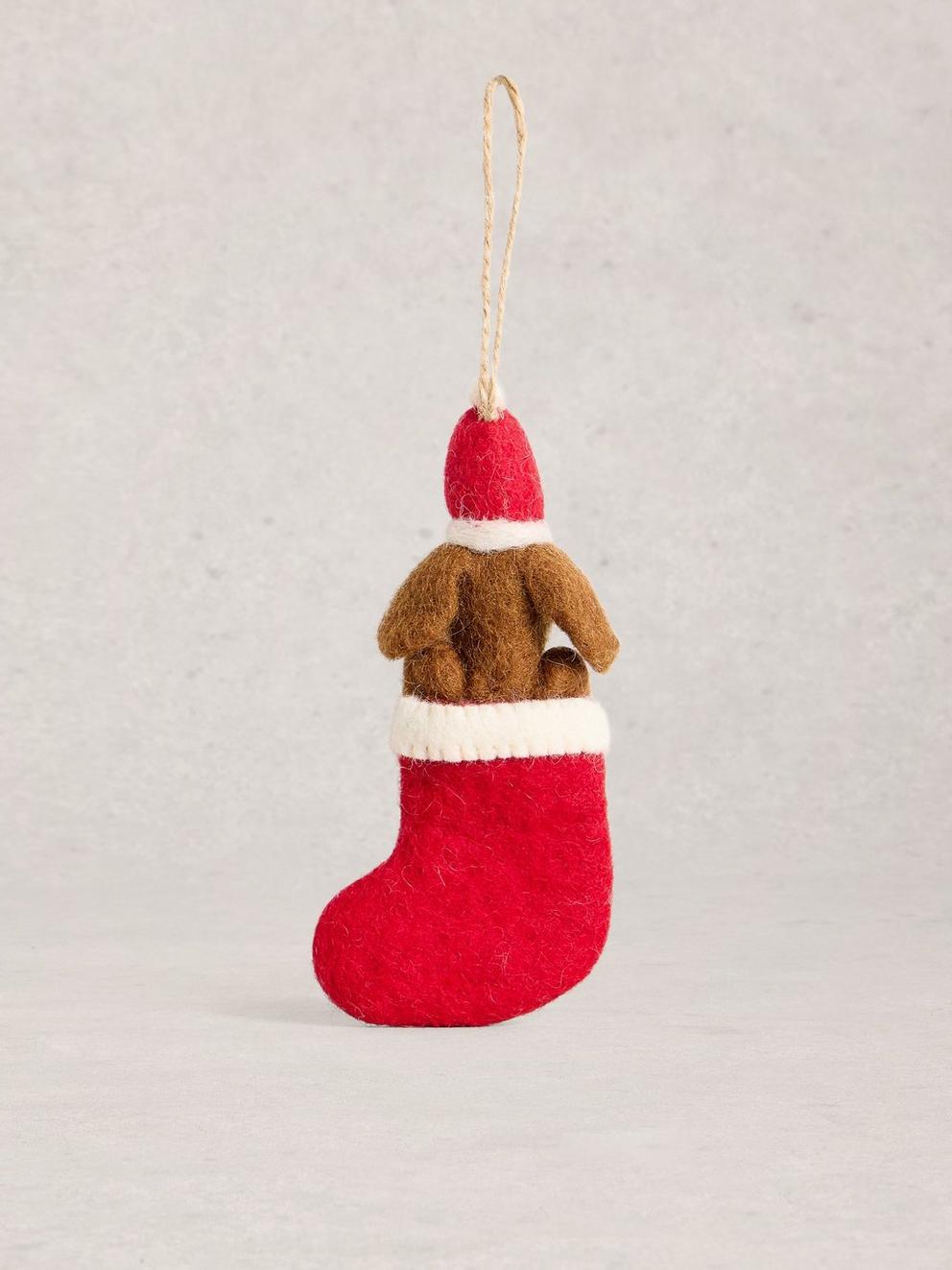 Dog Stocking Hanging Dec in RED MLT - FLAT BACK