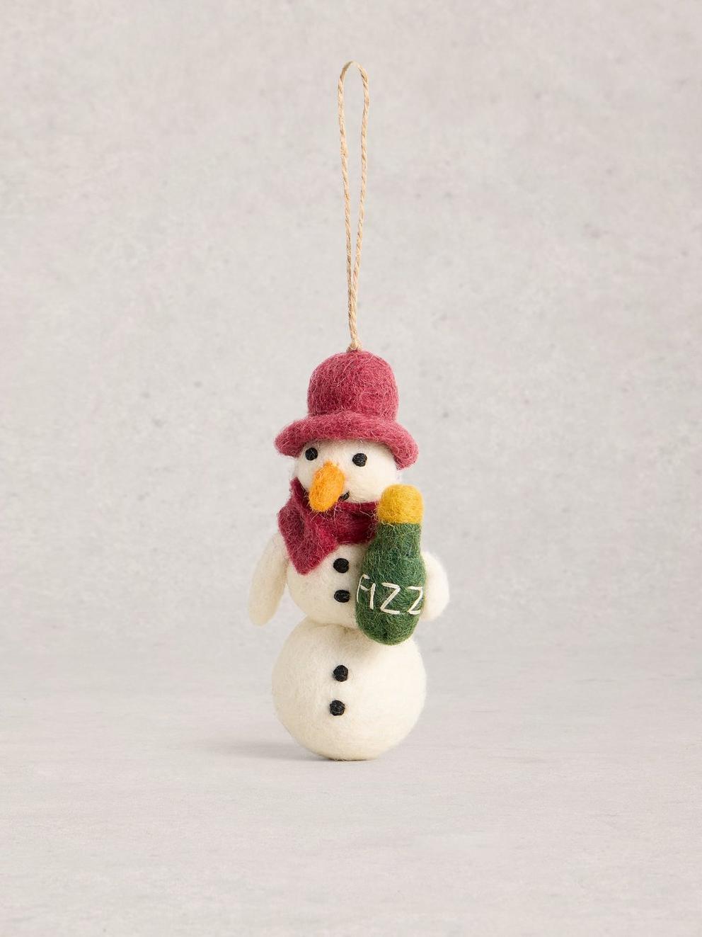 Fizz Snowman Hanging Dec in IVORY MLT - FLAT FRONT