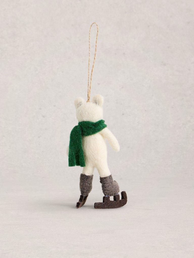 Skating Polar Bear Hanging Dec in IVORY MLT - FLAT BACK