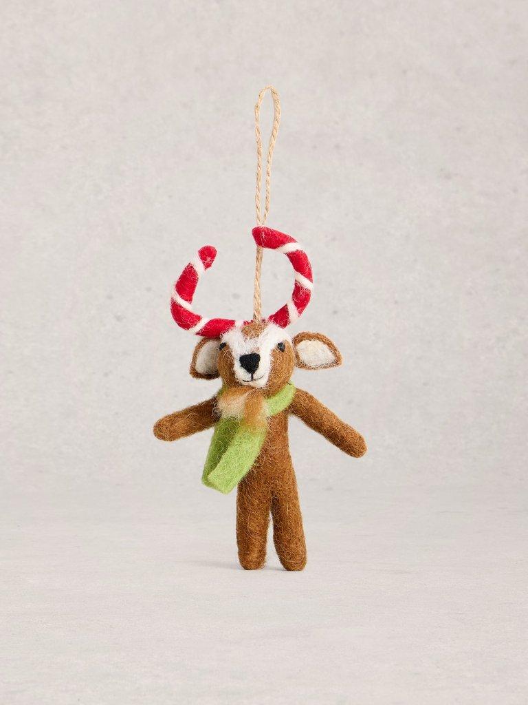 Xmas Goat Hanging Dec in BROWN MLT - FLAT FRONT