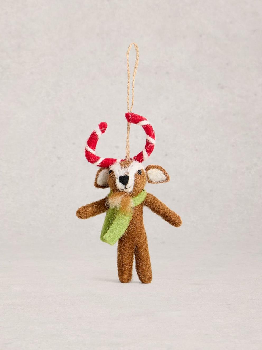 Xmas Goat Hanging Dec in BROWN MLT - FLAT FRONT