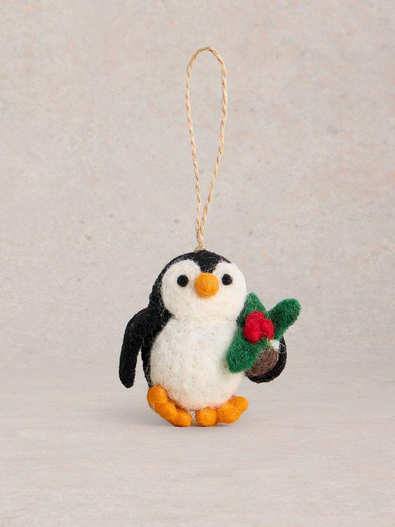 Xmas Penguin Hanging Dec in BLK MLT - FLAT FRONT
