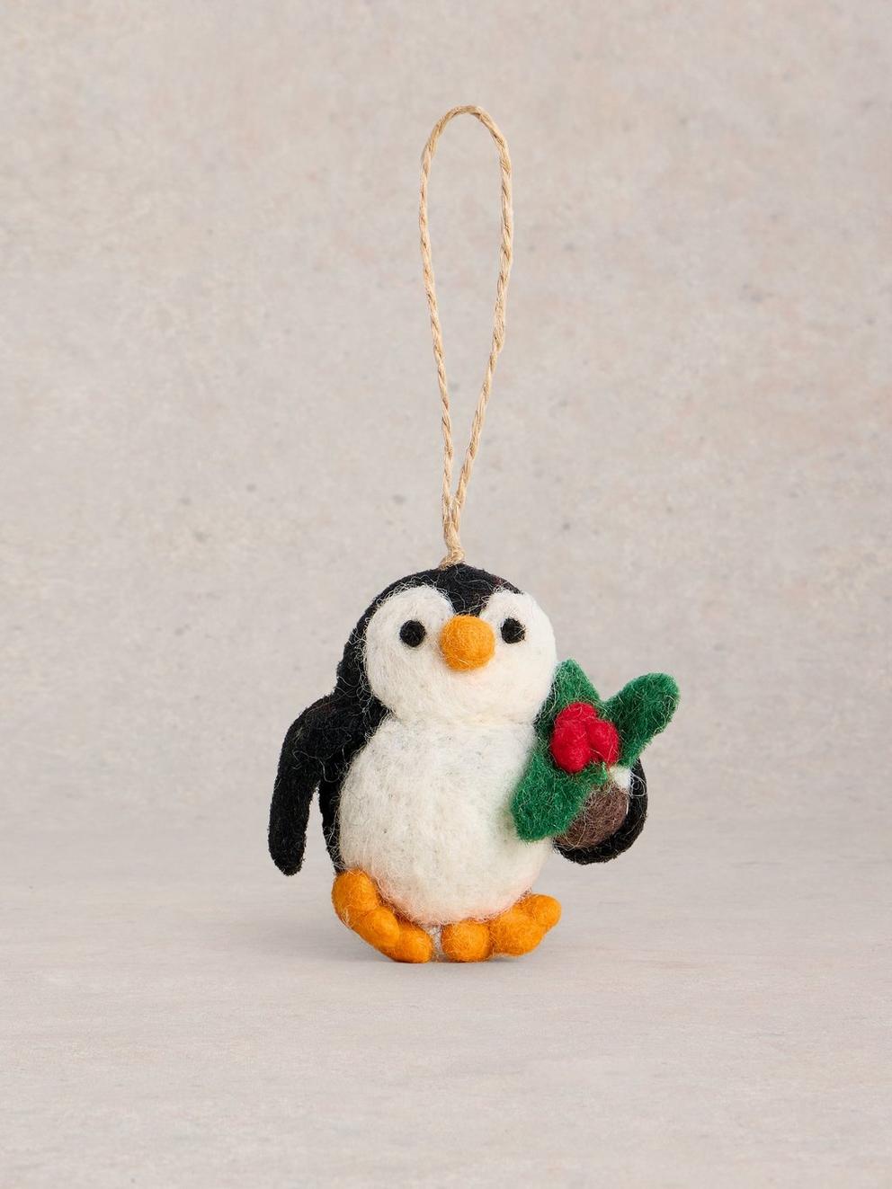 Xmas Penguin Hanging Dec in BLK MLT - FLAT FRONT