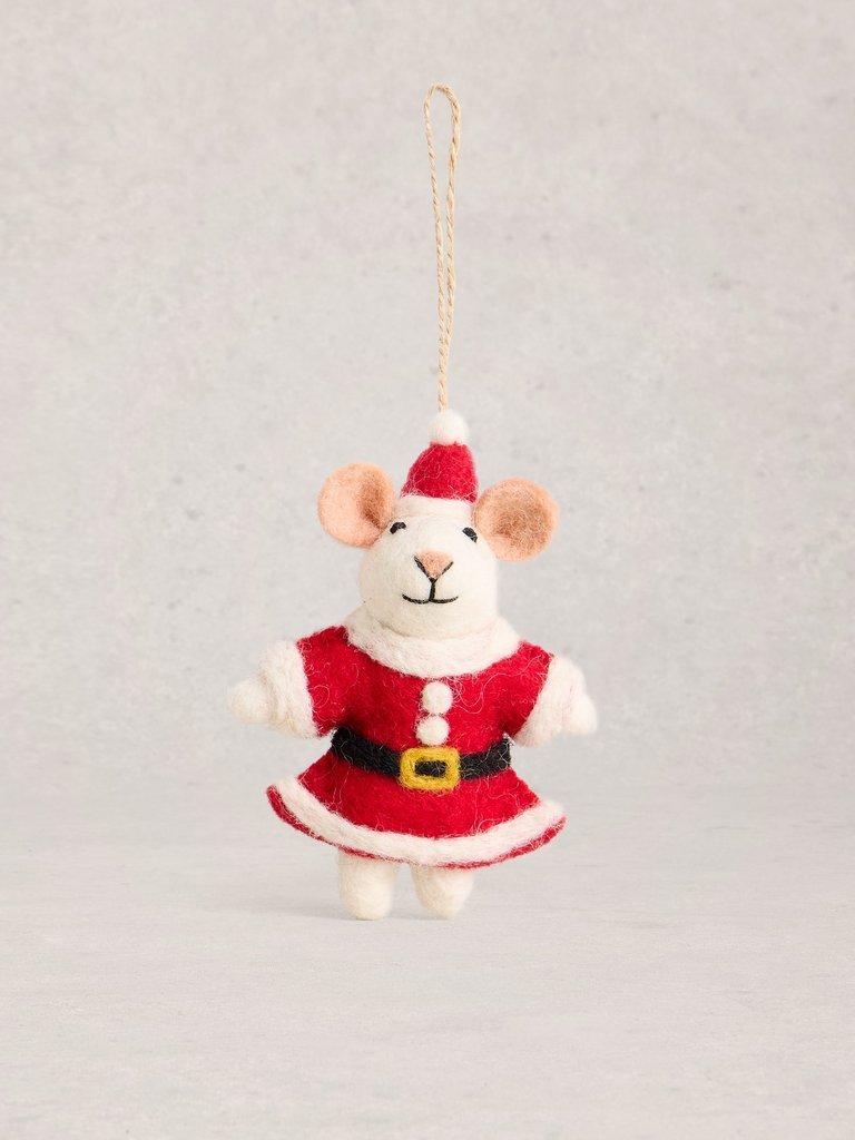 Santa Mouse Hanging Dec in RED MLT - FLAT FRONT