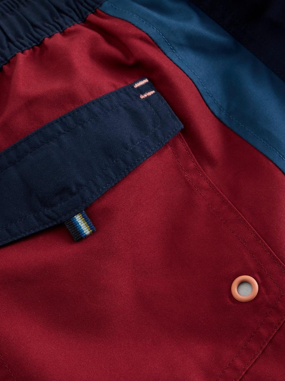 Ventnor Colourblock Swimshort in RED MLT - FLAT DETAIL