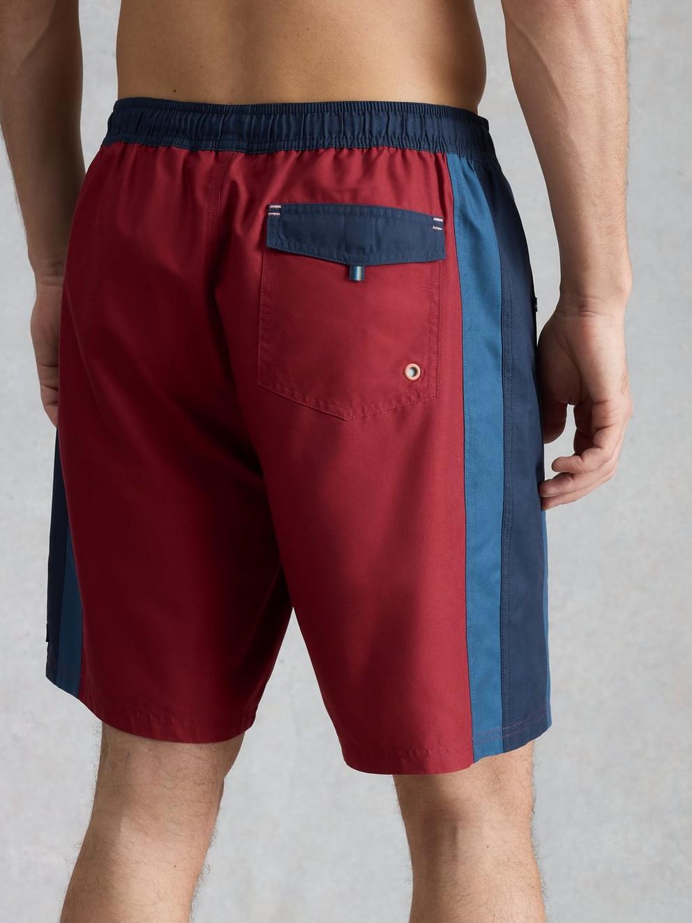 Ventnor Colourblock Swimshort in RED MLT - MODEL BACK