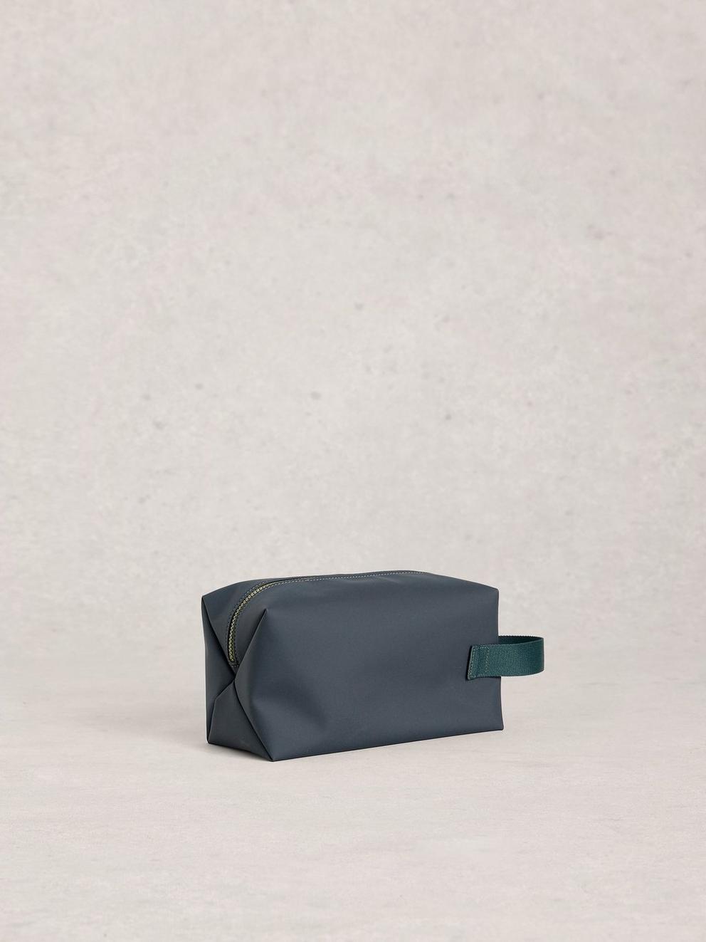 Alex Rubberised Washbag in DARK NAVY - FLAT BACK