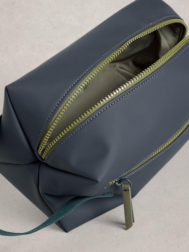 Alex Rubberised Washbag in DARK NAVY - FLAT DETAIL