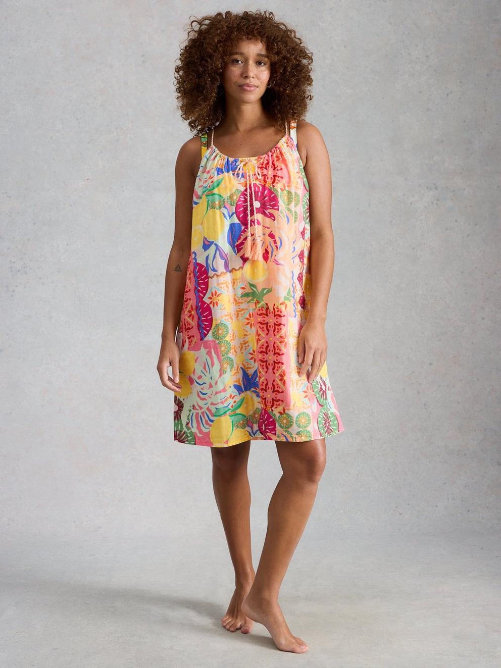 Lilly Beach Dress in PINK MLT - MODEL FRONT