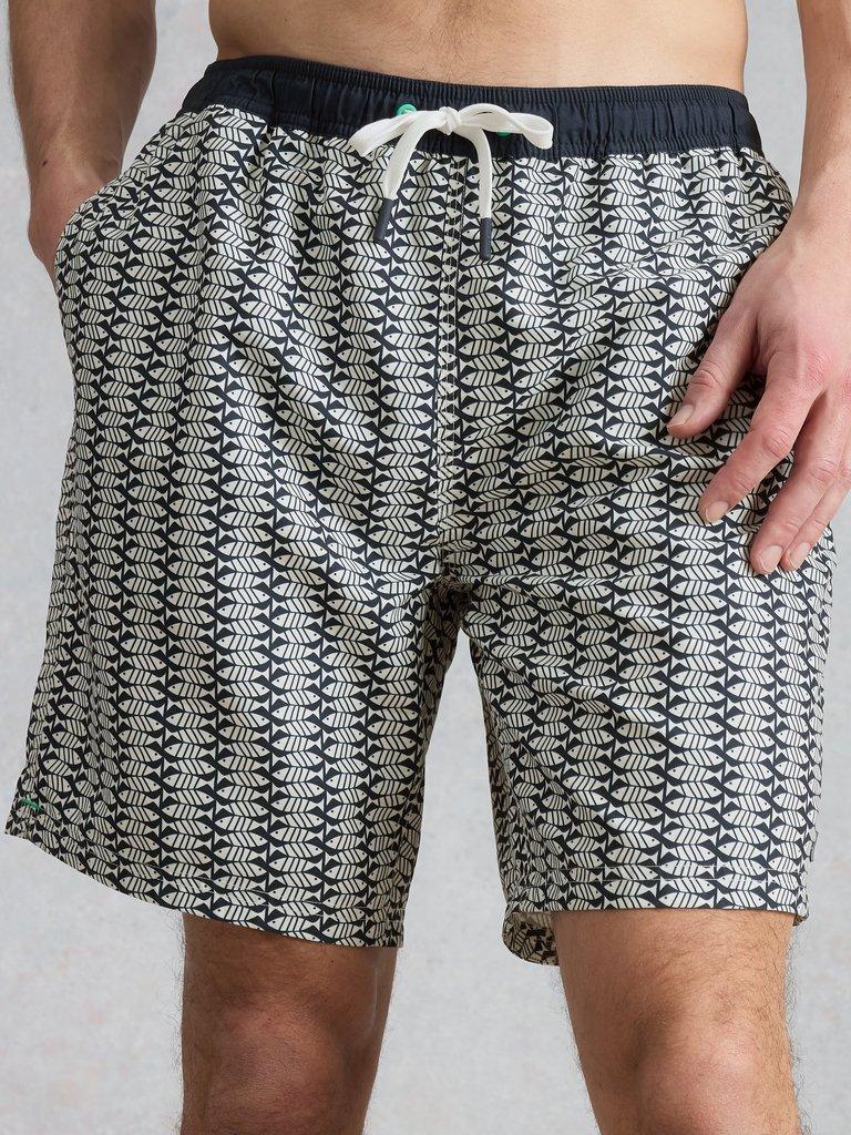 Ventnor Geo Fish Swimshort in NAVY PR - MODEL DETAIL