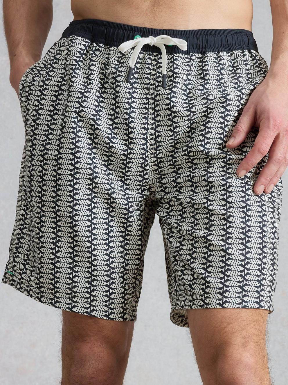 Ventnor Geo Fish Swimshort in NAVY PR - MODEL DETAIL