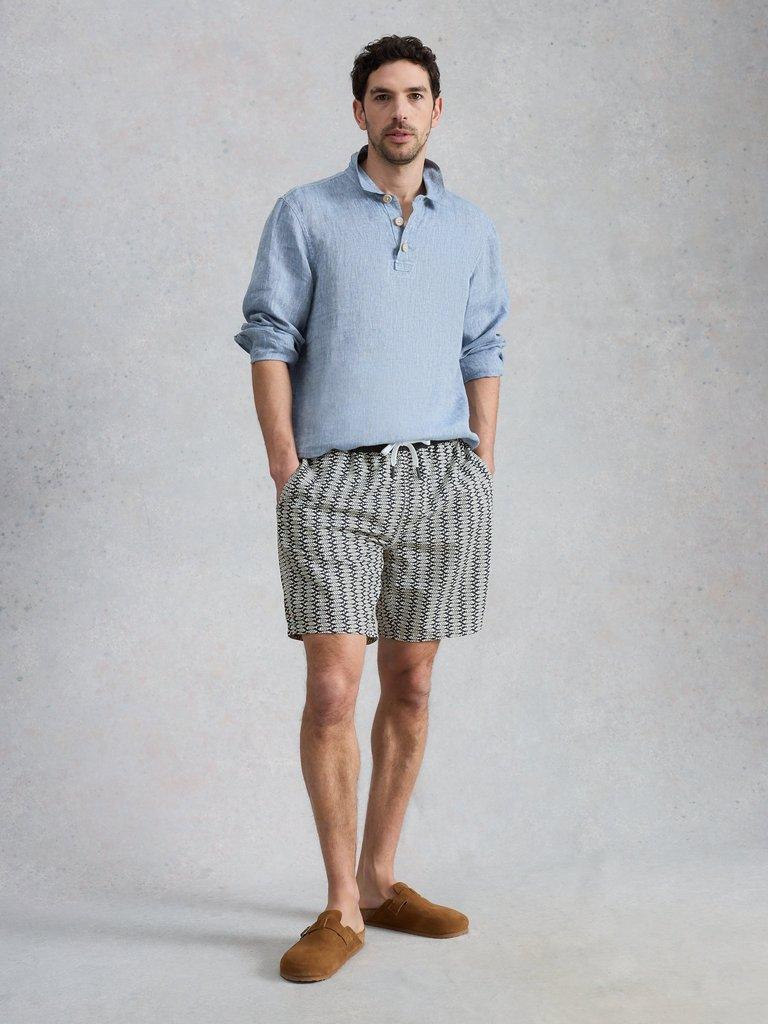 Ventnor Geo Fish Swimshort in NAVY PR - MODEL FRONT