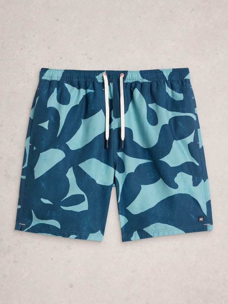 Ventnor Abstract Swimshort in BLUE PR - FLAT FRONT