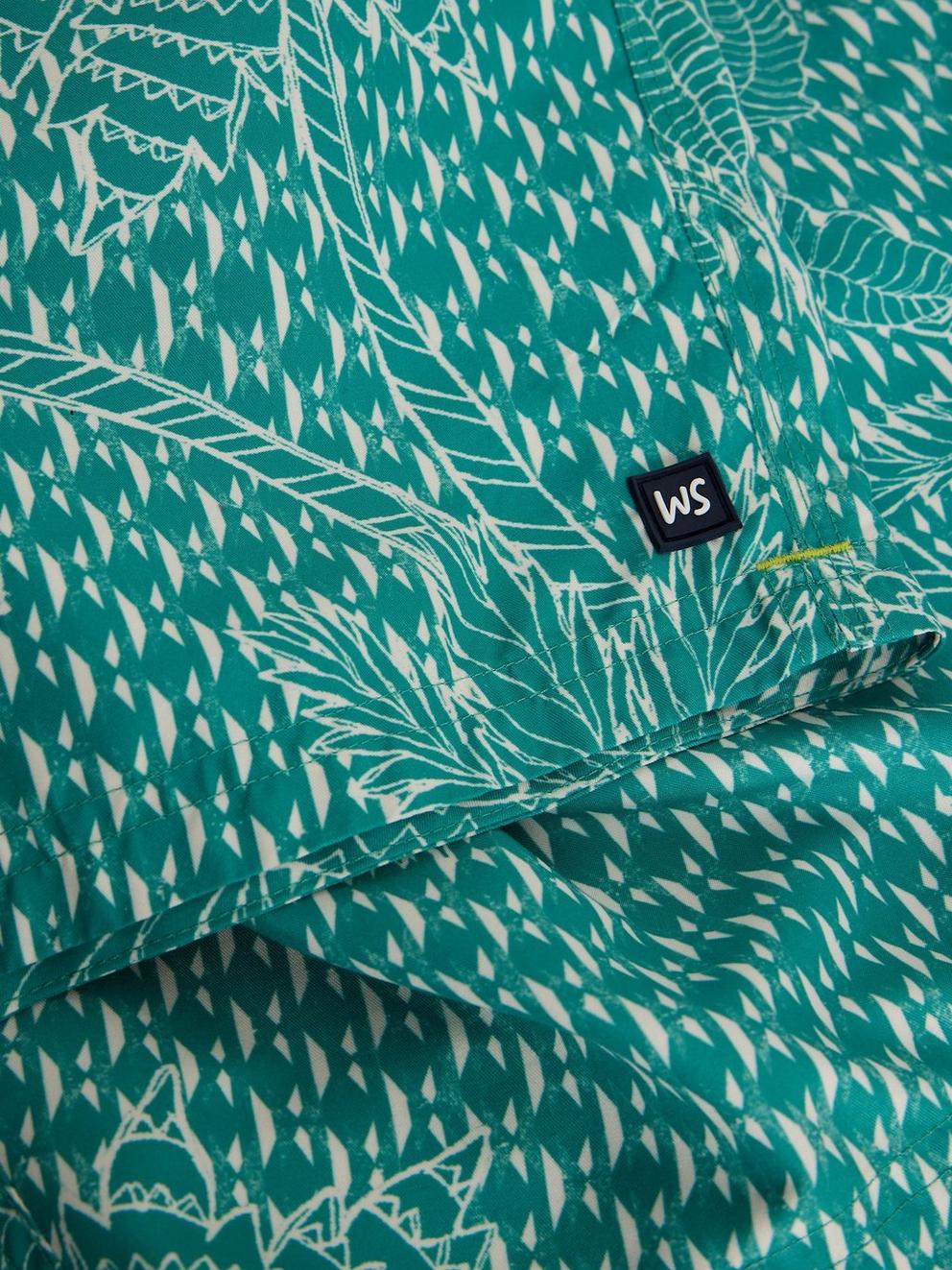 Ventnor Palm Geo Swimshort in GREEN PR - FLAT DETAIL