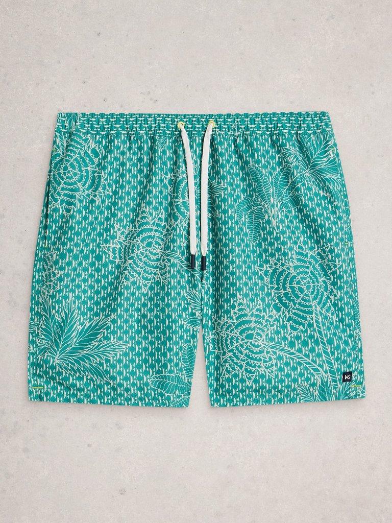 Ventnor Palm Geo Swimshort in GREEN PR - FLAT FRONT