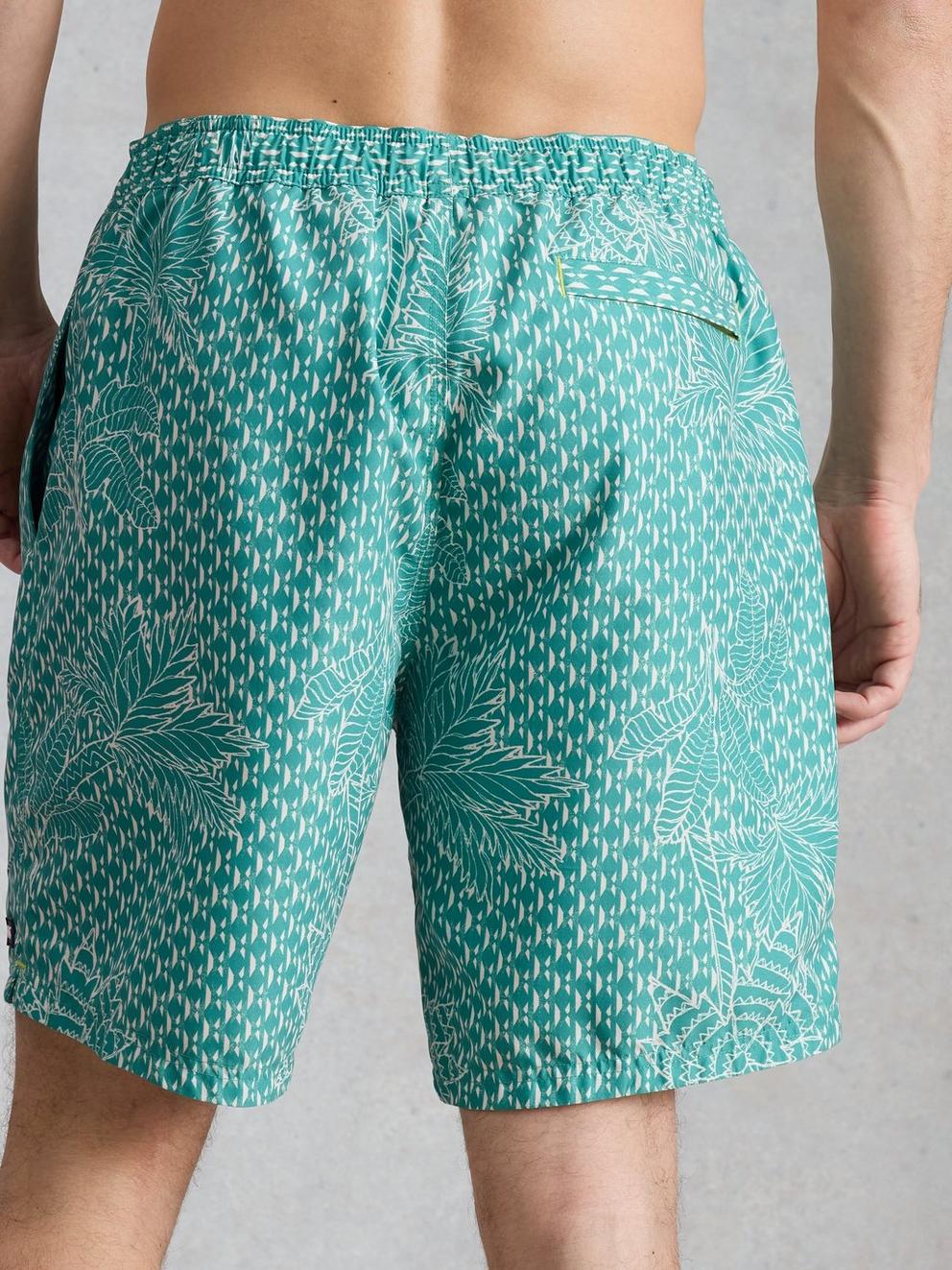 Ventnor Palm Geo Swimshort in GREEN PR - MODEL BACK